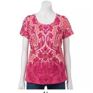 Sonoma Lifestyles Pink Embroidered Top